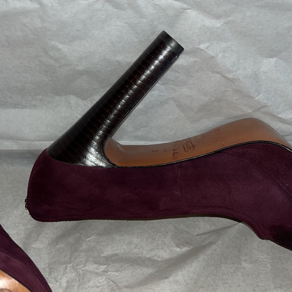 Coach Women’s Breana burgundy Suede Platform Peep Toe Pumps - Picture 6 of 8